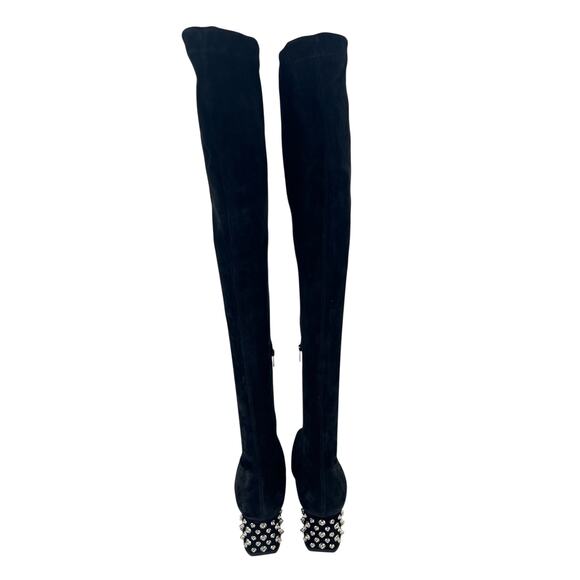 Christian Louboutin Veau Velours Spiked Study Stretch 55 Over The Knee Boots - Picture 9 of 16